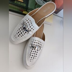 Michael Kors Charlton Optic White Woven Women's Loafers/Mules, size 10M